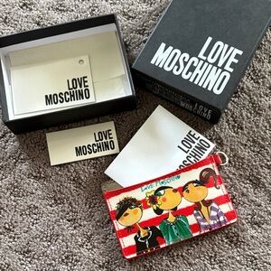 Love Moschino Red and White Cartoon Card Holder